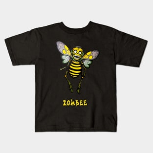 Zombee Halloween Funny Zombie and Bee Pun Kids T-Shirt